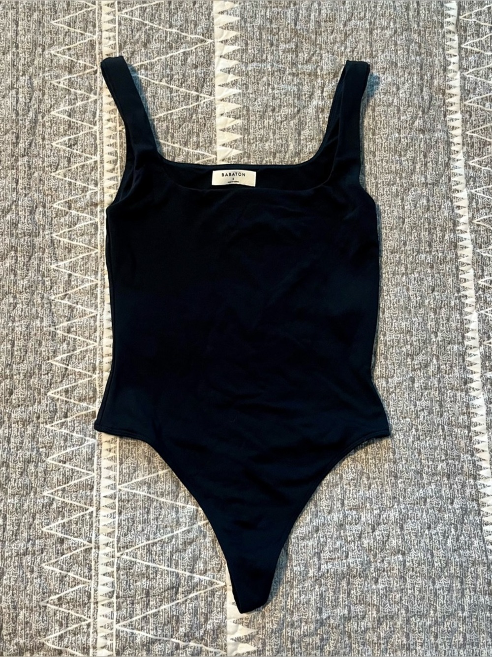 Babaton Squareneck Bodysuit Black Sleeveless Thong Bodysuit Size S